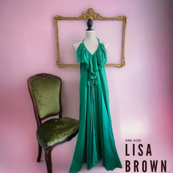 lisa brown Other - Lisa Brown | Green 100% Silk Hab Maxi - Poppy Dress | Retails for $699 !!